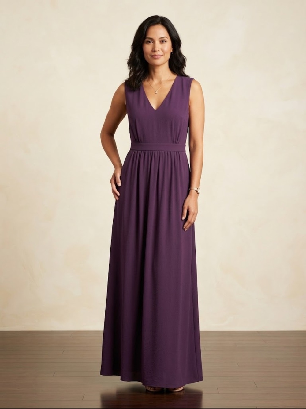 H&M Sleeveless V-Neck Maxi Dress in Plum